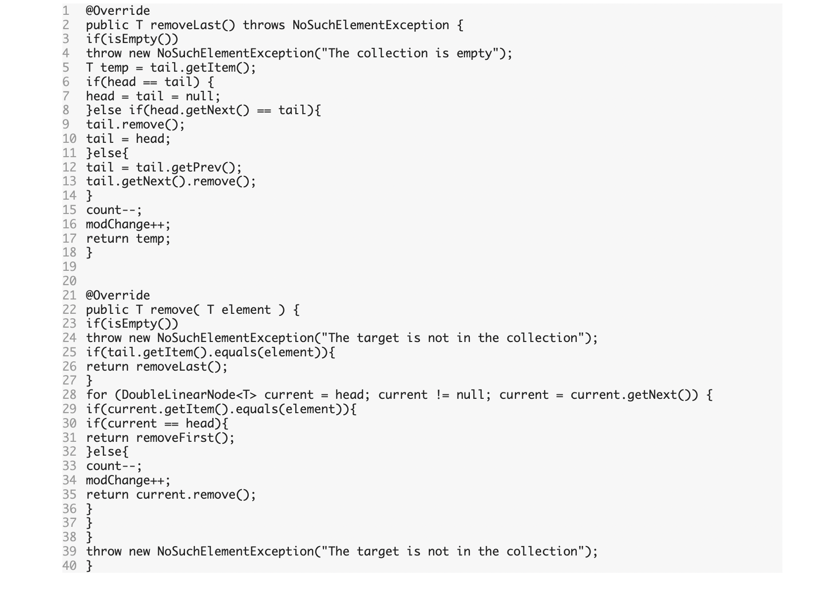 new StringBuilder ( ); 52 for (DoubleLinearNode _T> current =head; current !=null;
