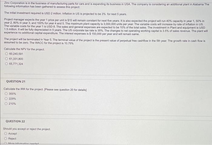 the last question option on question 22 is more information needed, the
