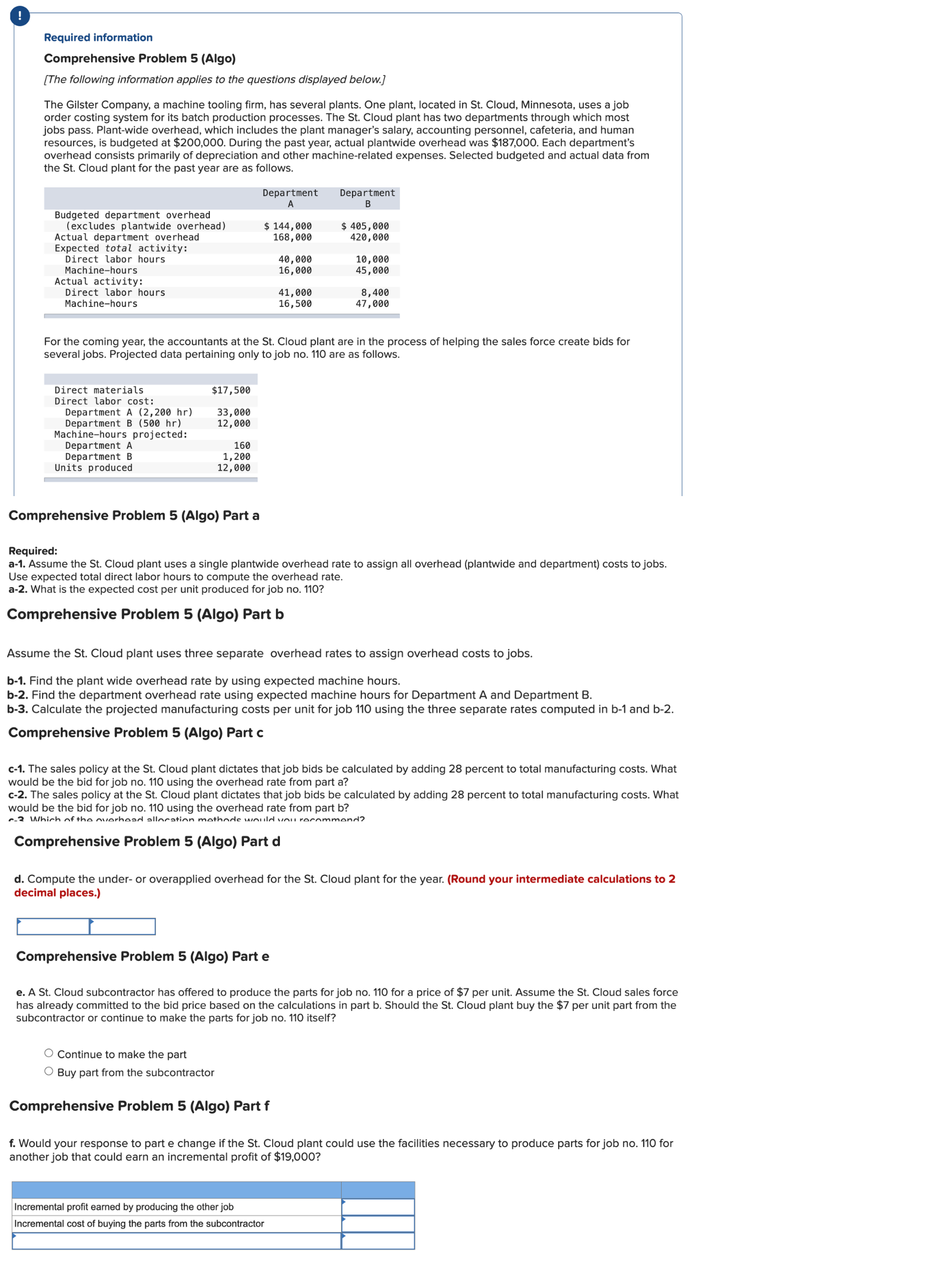  Comprehensive Problem 5(Algo) [The following information applies to the questions displayed