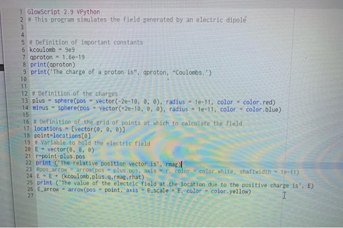 your program: # Definition of the grid of points at which to