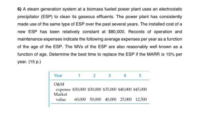 Please write in keyboard 6) A steam generation system at a biomass
