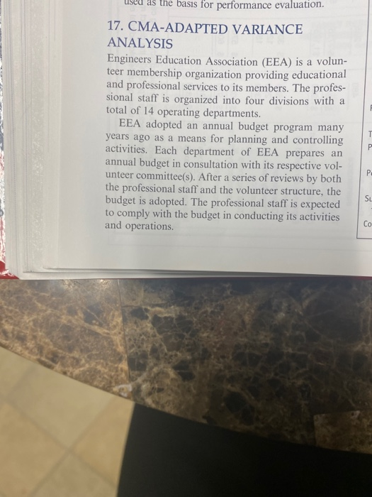  please answer a-c as the basis for performance evaluation. 17. CMA-ADAPTED