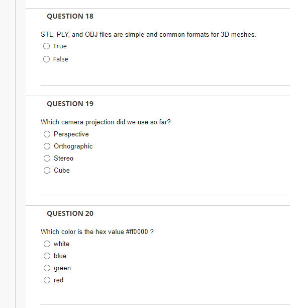 create, put data in, bind QUESTION 2 Order the following WebGL and