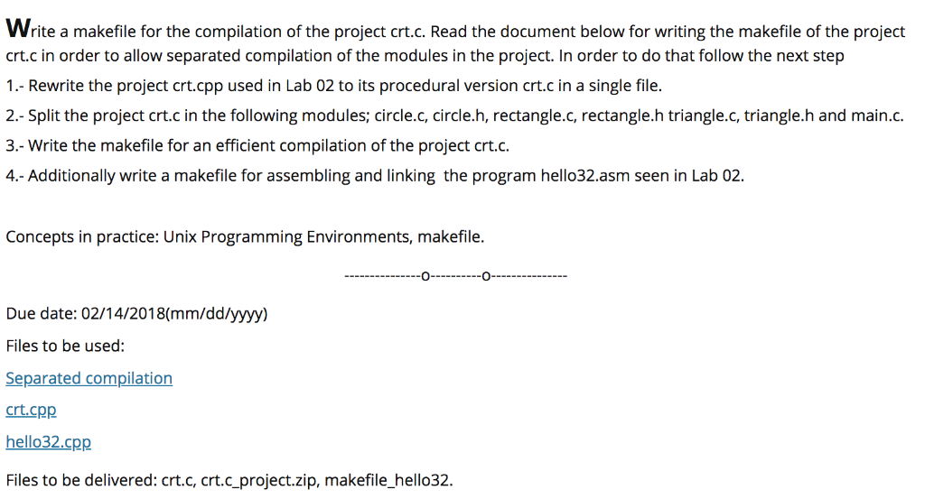 Separated compilation: Makefile template for C++ projects: Object Oriented Approach For an
