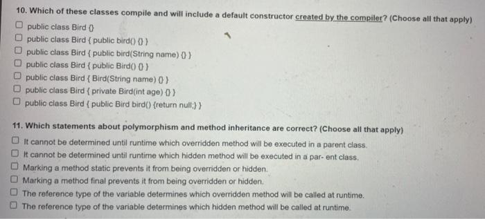 using java 10. Which of these classes compile and will include a