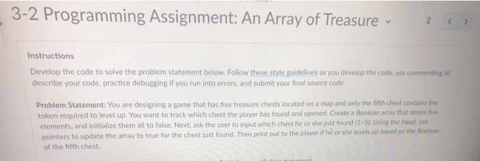 array that stores 5 elements. (1-5) Then I am supposed to set