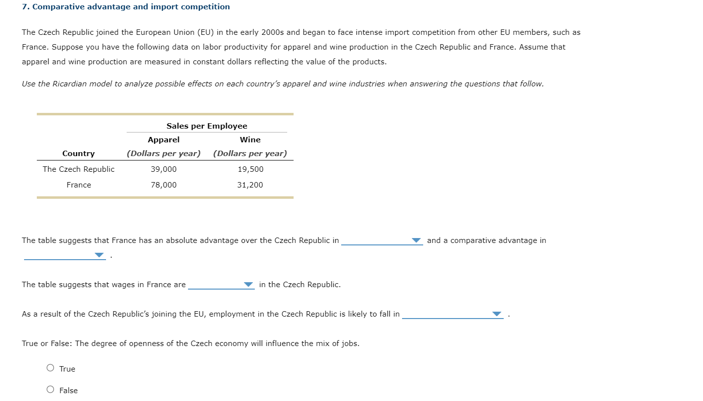  7. Comparative advantage and import competition The Czech Republic joined the
