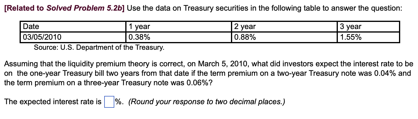  [Related to Solved Problem 5.2b] Use the data on Treasury securities