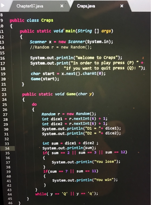gets the random dice numbers and executes well if you play but