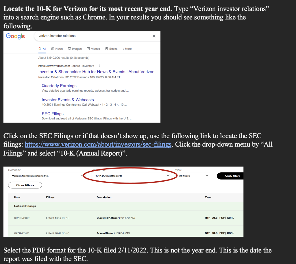 work but searching "verizon investor relations" does 1. What is the balance