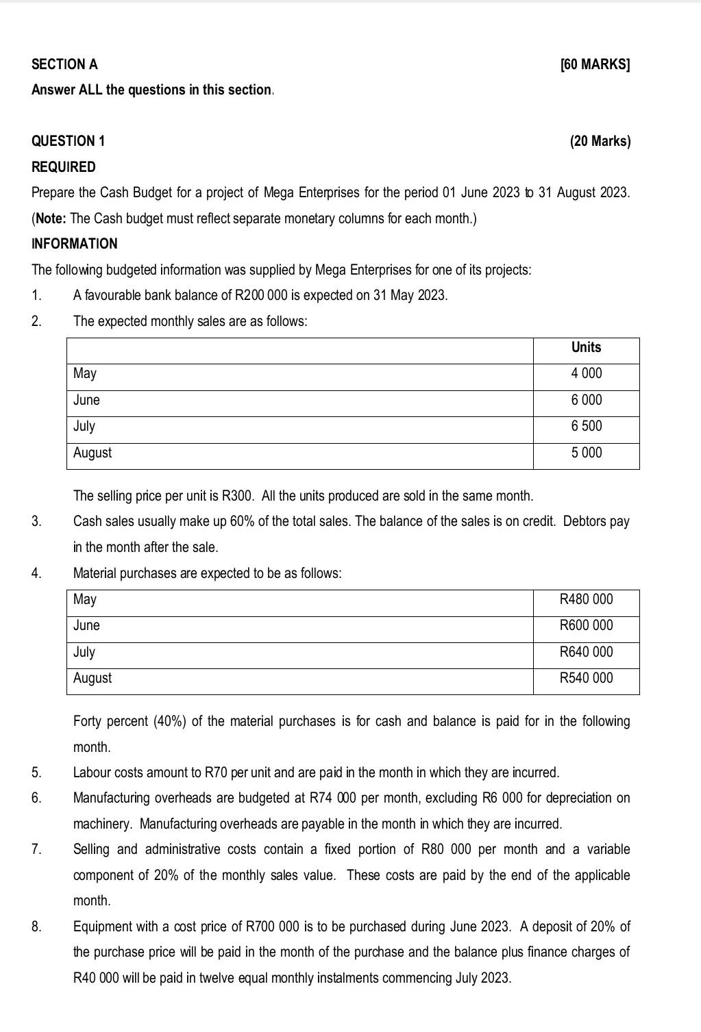  SECTION A Answer ALL the questions in this section. QUESTION 1