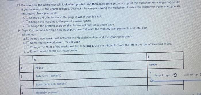  13. Preview how the worksheet will look when printed and then