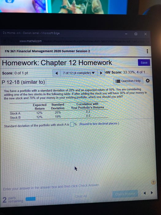  Do Homenork - Danish Jamal - Microsoft Edge www.mathxl.com FN 361