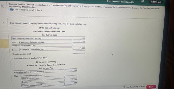 Please Help!! contains only direct materials Eif (Clek the icon to view