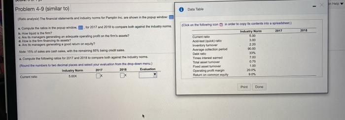  Help Data Table Problem 4-9 (similar to) Rationalis) The financial statements