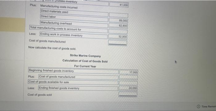 Calculation of Direct Materials Uand Uaiculate the cost of goods manufactured: Strike