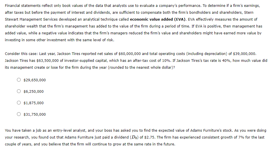  Financial statements reflect only book values of the data that analysts