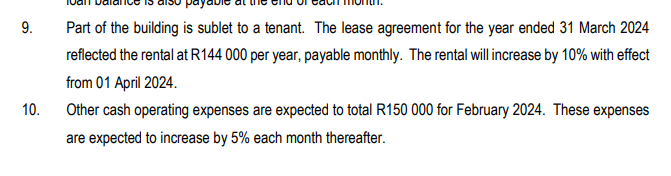prepare the following for March and April 2024: 4.1 Debtors Collection Schedule