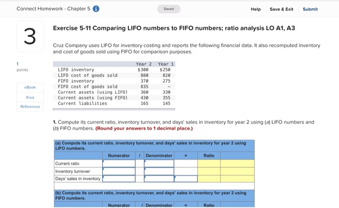  Connect Homework - Chapter 5 6 Saved Help Save & Exit