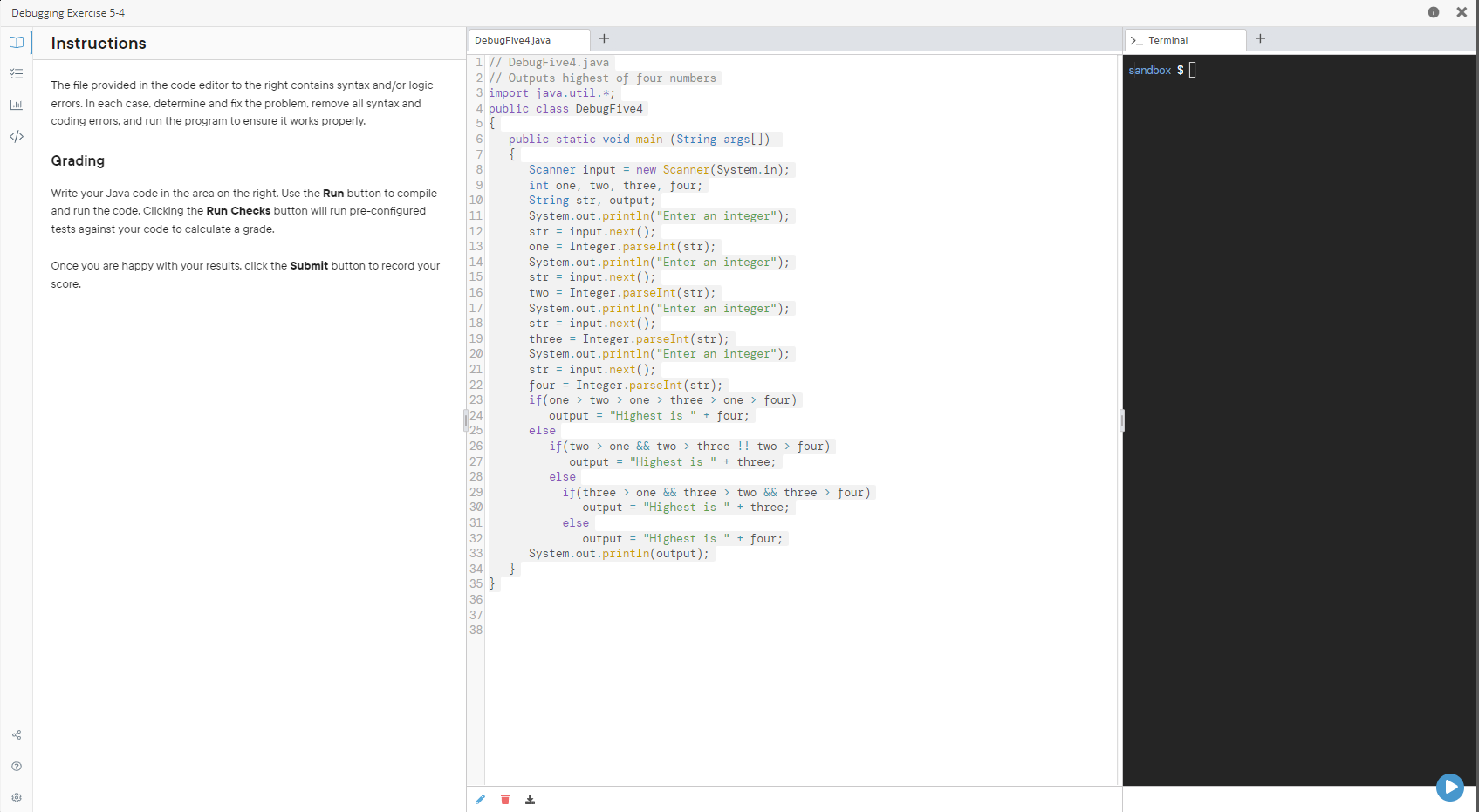  Debugging Exercise 5-4