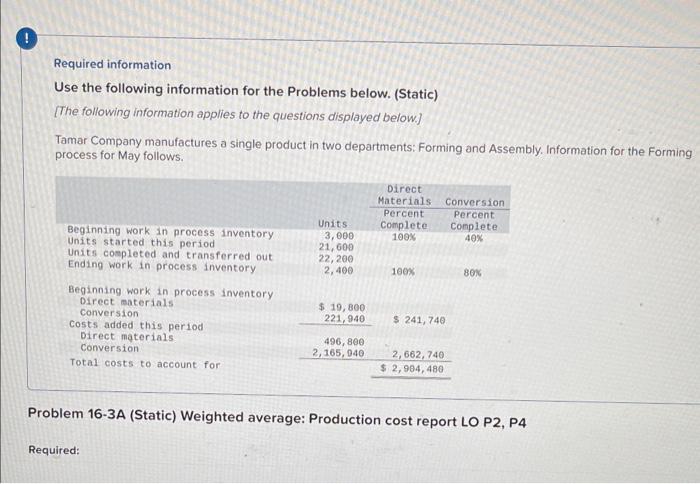  ch16 I really need help please Required information Use the following