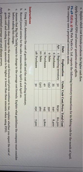 I need help on questions C & D please. e. Explain which