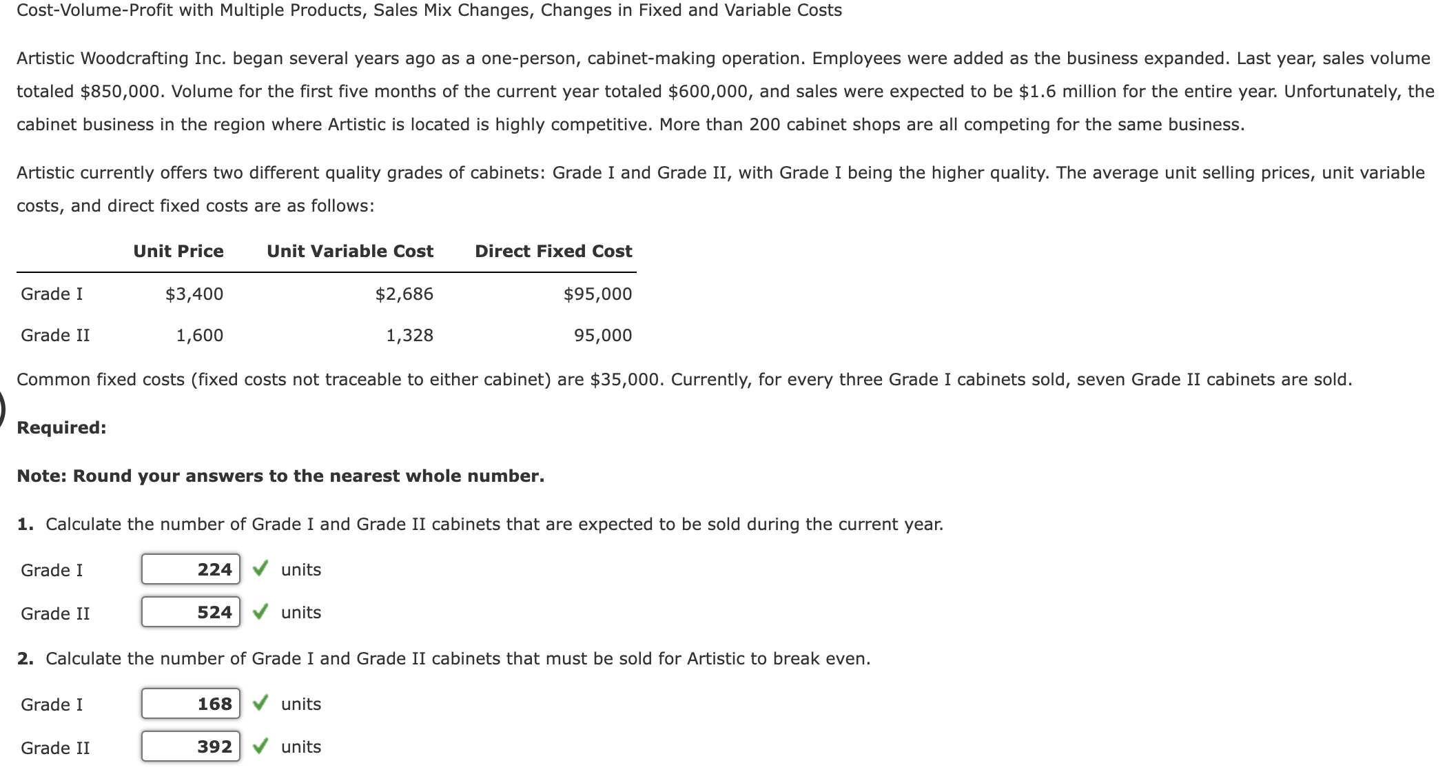 Cost-Volume-Profit with Multiple Products, Sales Mix Changes, Changes in Fixed and