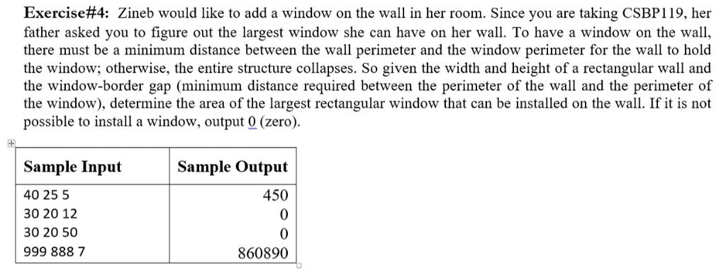  write java program..algotitem and solve problems Exercise#4: Zineb would like to