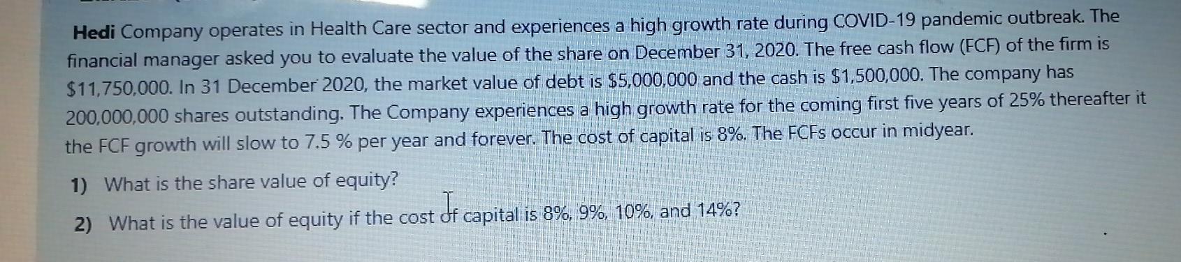 I Show me the solution in excel with show the function Hedi