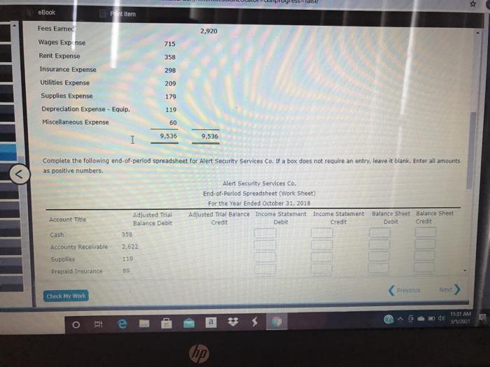 offers security services to business clients. Alert Security Services Co. End-of-Period Spreadsheet