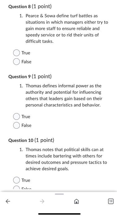  Question 8 ( 1 point) 1. Pearce \& Sowa define turf
