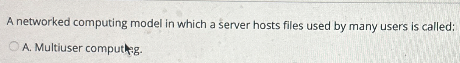  A networked computing model in which a server hosts files used