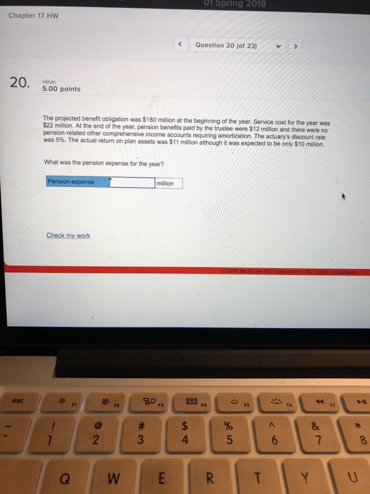 2018 ACCOUNTING Chapter 17 Hw Question 16 (of 23) 10 10.00 points
