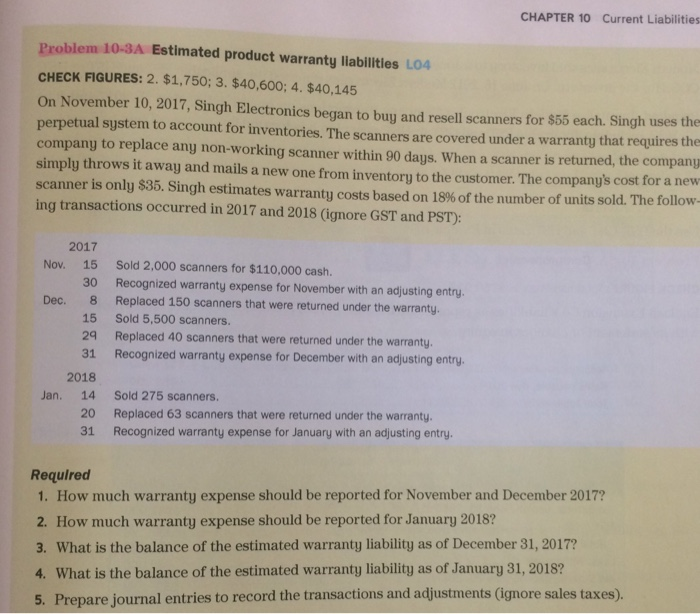  Thank you!!! CHAPTER 10 Current Liabilities Problem 10-3A Estimated product warranty