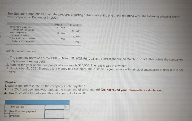 The Eldorado Corporation's controller prepares adjusting entries only at the end