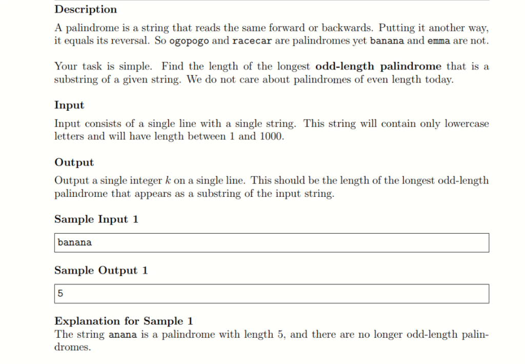 Will rate if done in python. Description A palindrome is a string