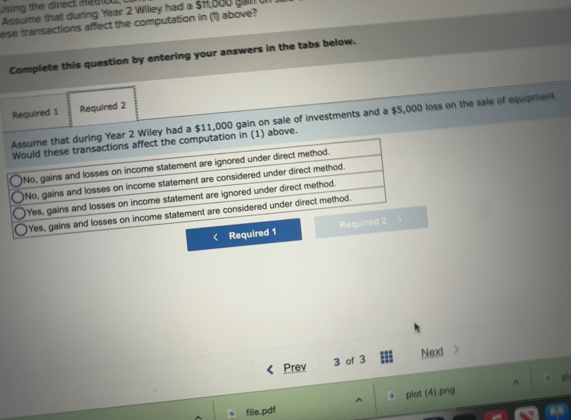 expense for Year 2 includes $74 of depreciation expense. Selected balance sheet