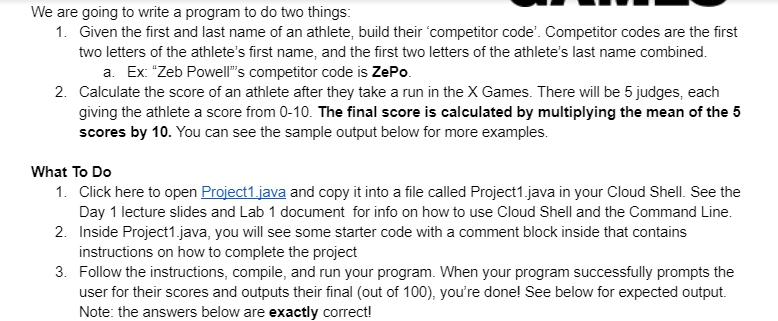  starter code: Thank you :) We are going to write a