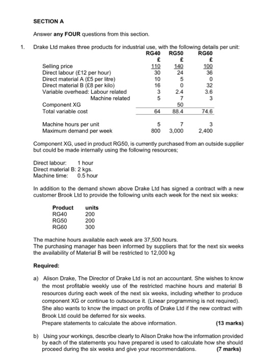  24 30 10 16 3 2.4 3 SECTION A Answer any
