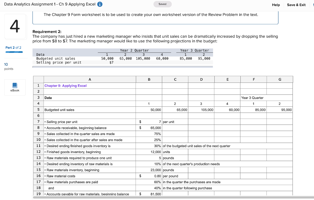  Data Analytics Assignment 1 - Ch 9 Applying Excel A Saved