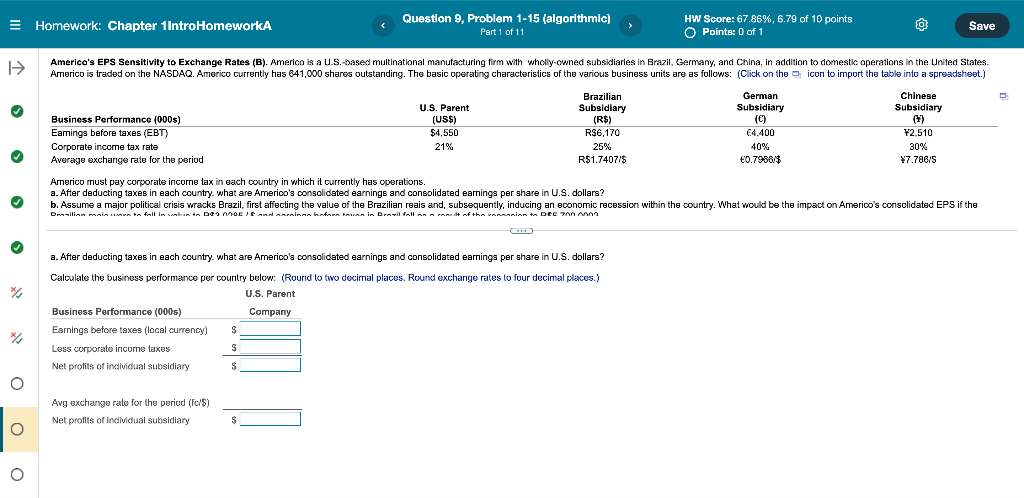  Homework: Chapter 1IntroHomeworkA \& Question 9, Problem 1-15 (algorithmic) Part 1
