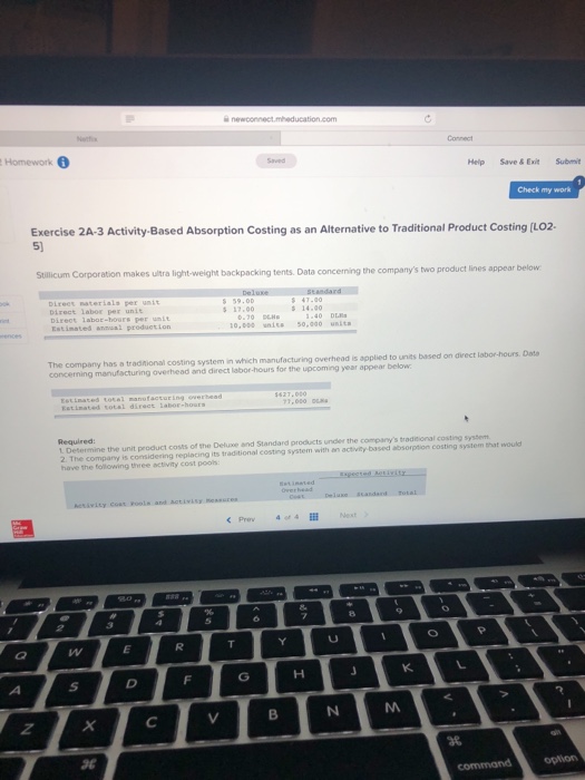  Homework Help Save& Exit Submit Check my work Exercise 2A-3 Activity-Based