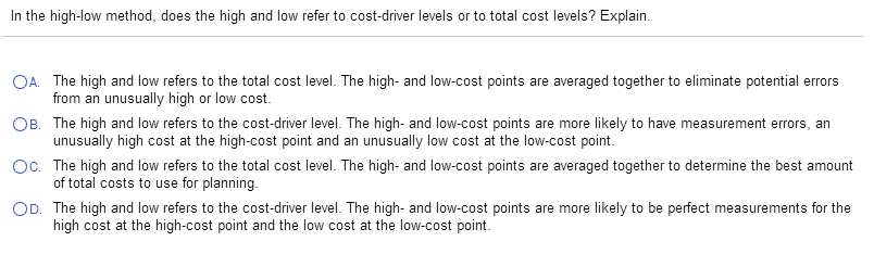 In the high-low method, does the high and low refer to