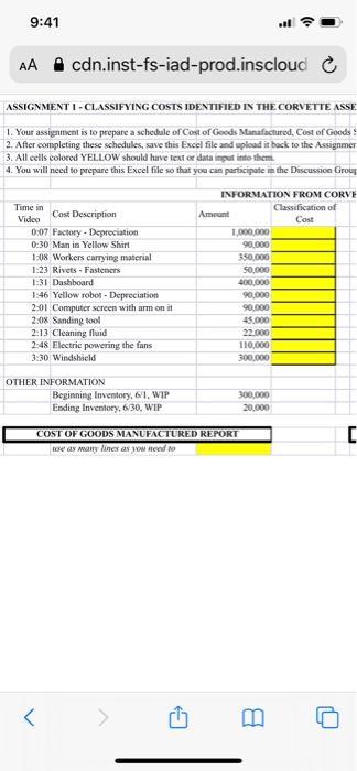 out to red Cost of Goods, and Pared Costs 2. YELLOW to