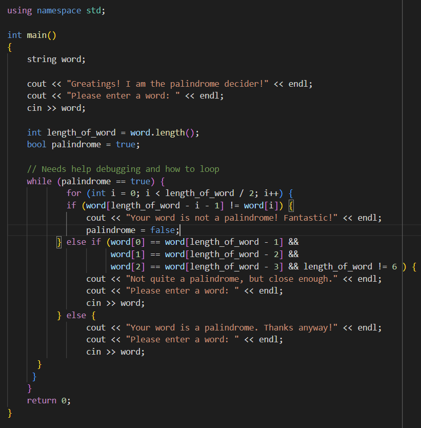 May you rewrite this code in C++ so if the word provided