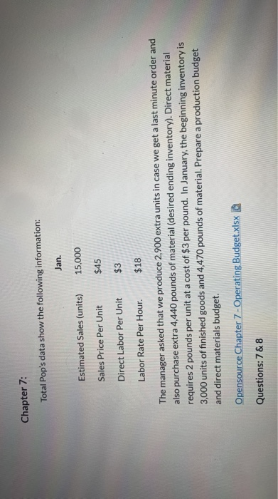 Chapter 7: Total Pop's data show the following information: Jan. Estimated