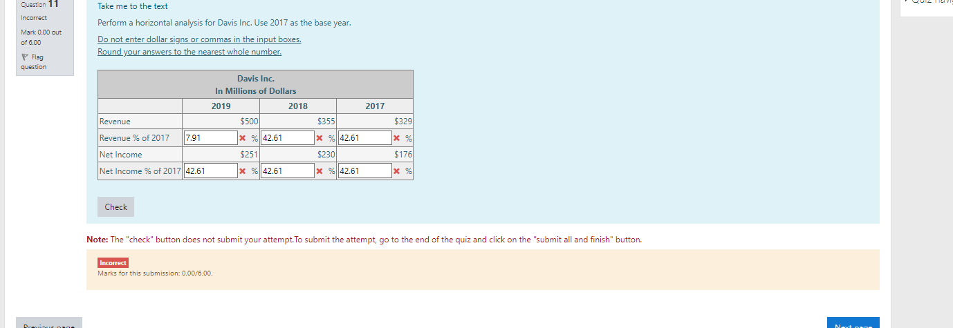  Take me to the text Perform a horizontal analysis for Davis