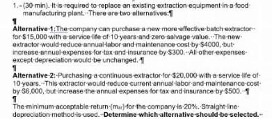 1.- (30 min). It is required to replace an existing extraction