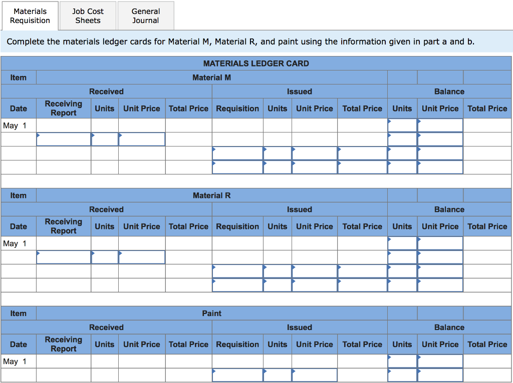 Problem 19-5A Production transactions, subsidiary records, and source documents LO P1, P2,