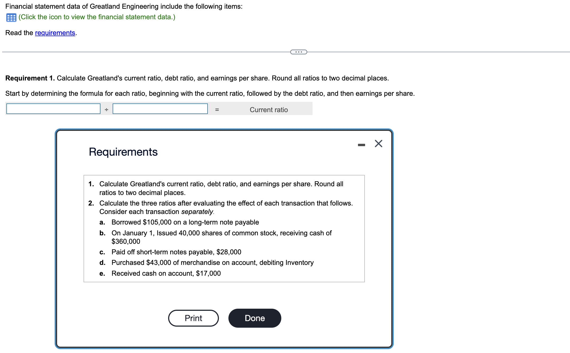  Financial statement data of Greatland Engineering include the following items: (Click
